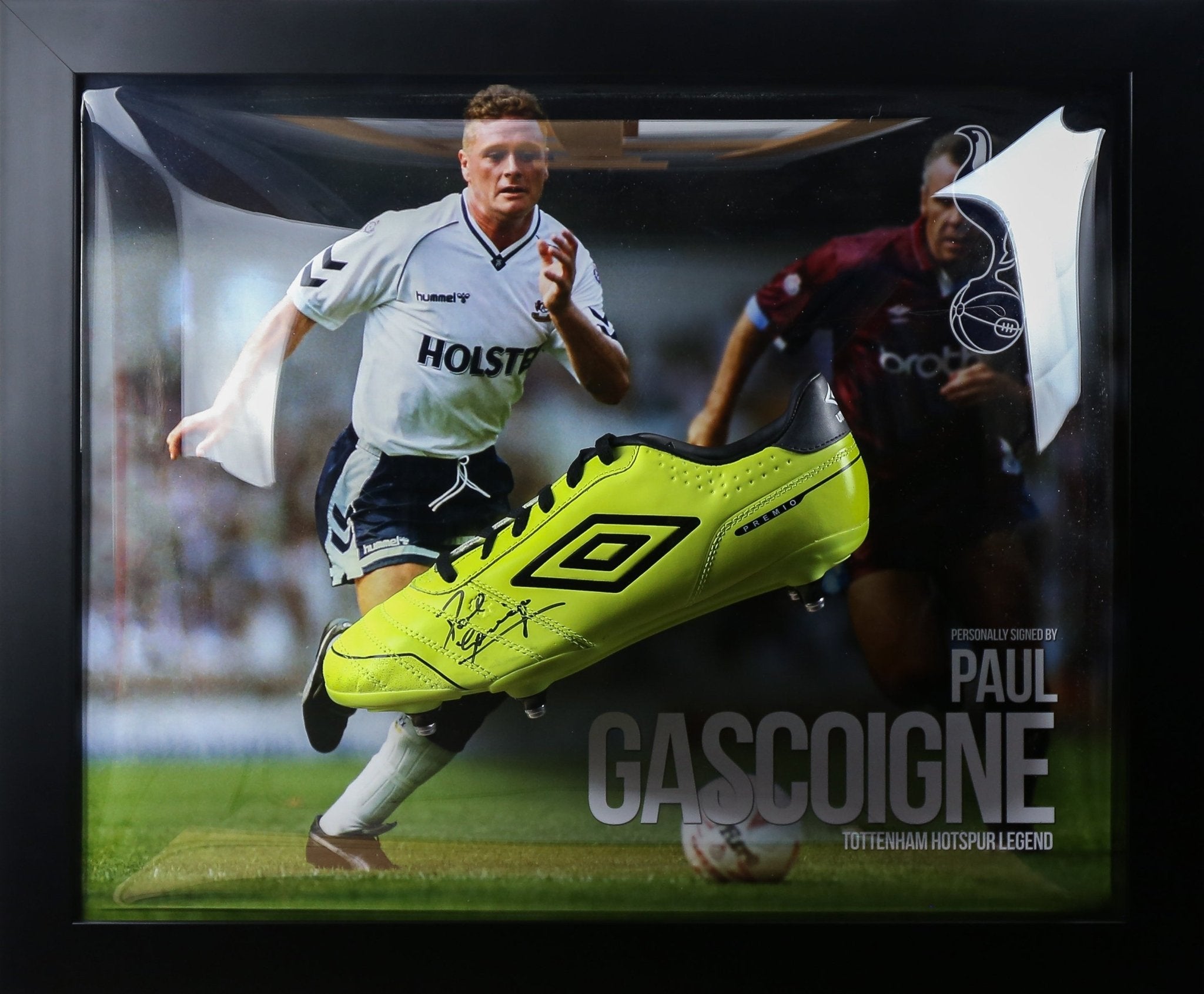 Paul Gascoigne Signed Spurs Framed Boot - Memorabilia Framers Shop